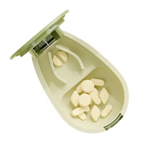 Cutie taiat pastile si depozitare medicamente, galbena, 8x5x2.65 cm, compacta si portabila, ideala pentru calatorii [3]