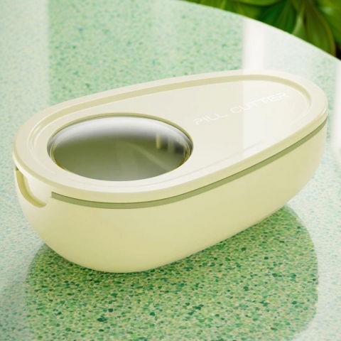 Cutie taiat pastile si depozitare medicamente, galbena, 8x5x2.65 cm, compacta si portabila, ideala pentru calatorii [5]