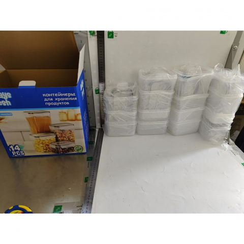 Cutii de depozitare alimente, set din 15 cutii pentru condimente, cereale, cutii pentru bucatarie, din plastic pp, cutii alimentare, diferite dimensiuni, transparente [6]
