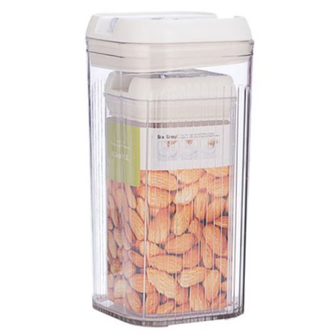 Seturi pentru organizarea cămării - Cutii de depozitare alimente, set din 2 cutii pentru bucatarie, cutii pentru condimente, din pet abs silicon, 12.5 x 12.5 x 26 cm, 839 g, 2.5l transparent alb