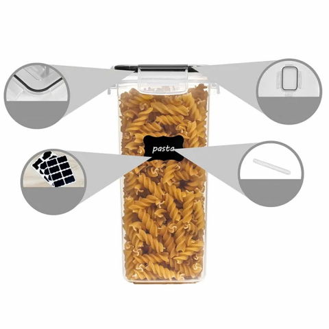 Cutii de depozitare alimente, set din 7 cutii pentru condimente, cereale, cutii pentru bucatarie, din plastic pp, cutii alimentare, diferite dimensiuni, transparente [3]