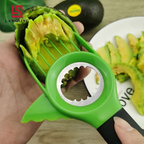 Cutit 3in1 pentru avocado, cutit, scoatere miez si feliator pulpa, din pp si otel inoxidabil, negru/verde [5]