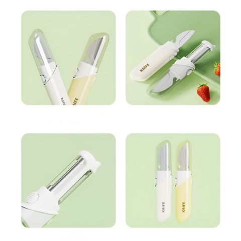 Cutit de fructe multifunctional, razatoare, curatator fructe-legume, deschizator de sticle, 18.1x3.8x2cm, alb [6]