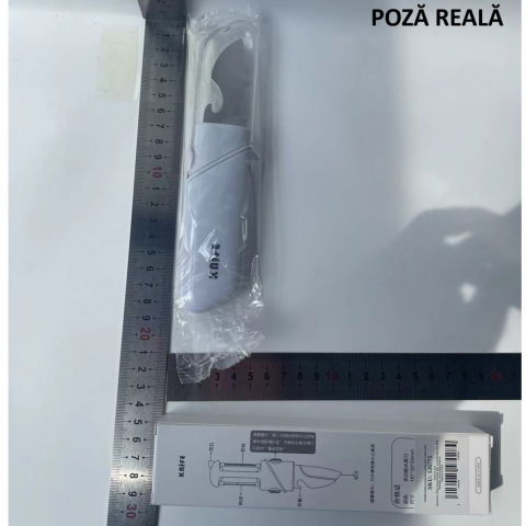 Cutit de fructe multifunctional, razatoare, curatator fructe-legume, deschizator de sticle, 18.1x3.8x2cm, alb [10]