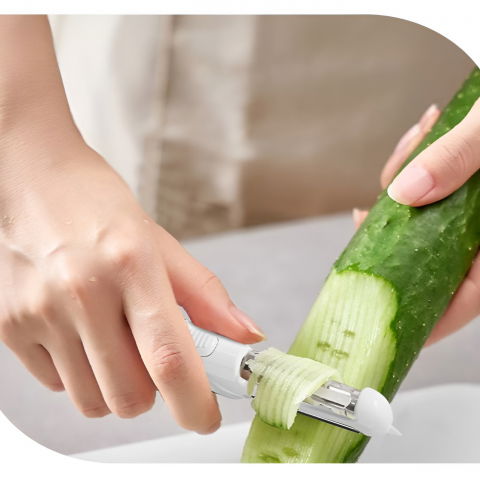 Cutit de fructe multifunctional, razatoare, curatator fructe-legume, deschizator de sticle, 18.1x3.8x2cm, alb [7]