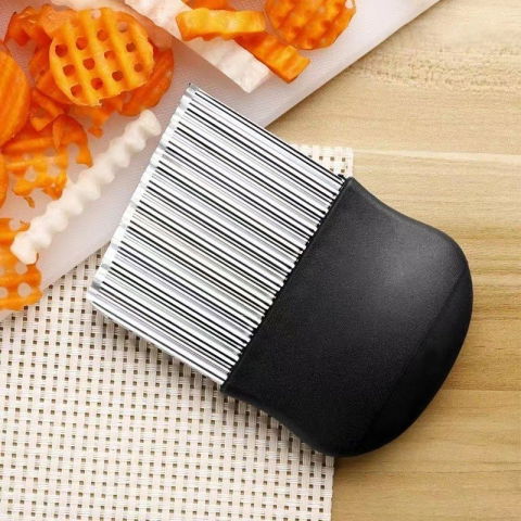 Cutit pentru cartofi ondulati, pentru legume, forma ondulata, usor de utilizat, taiere, negru [6]