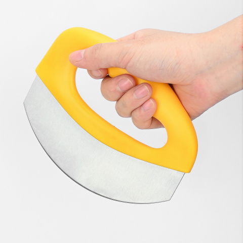 Cutit pentru taiat pizza  cu protectie din silicon pentru lama, inox, 15.5 cm, galben [4]