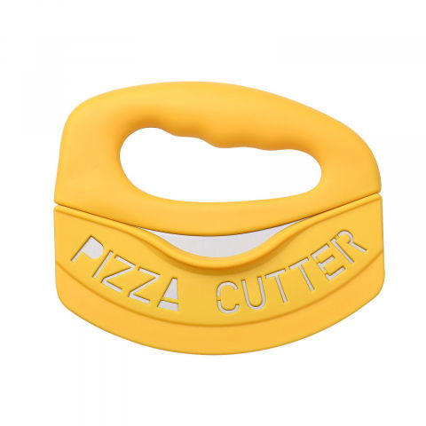 Ajutoare pentru gatit - Cutit pentru taiat pizza  cu protectie din silicon pentru lama, inox, 15.5 cm, galben