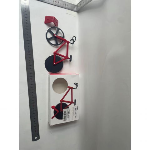 Cutit pizza creativ  in forma de bicicleta, cu suport pentru cutit, 19 x 12.5 cm, otel/pp, negru [6]