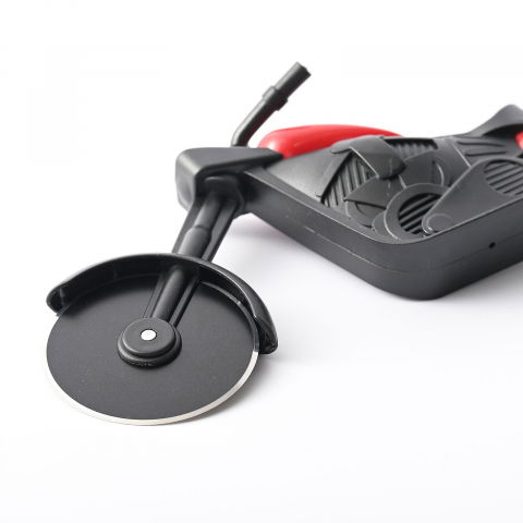 Cutit pizza creativ  in forma de motocicleta, cu suport pentru cutit, 21.5 x 9.5 cm, otel/pp, negru [3]