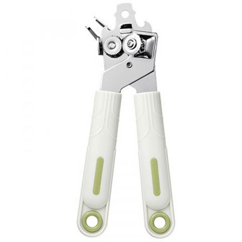 Ajutoare pentru gatit - Desfacator de conserve 3 in 1, instrument pentru deschis conserve, sticle, otel inoxidabil, simplu de utilizat, maner anti alunecare, 21.5 x 4.7 cm alb