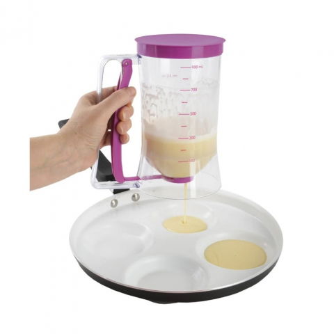 Dispenser de aluat pentru prajituri  batter dispenser, din plastic, maner cu arc, 900 ml, usor de manipulat si utilizat, mov [2]
