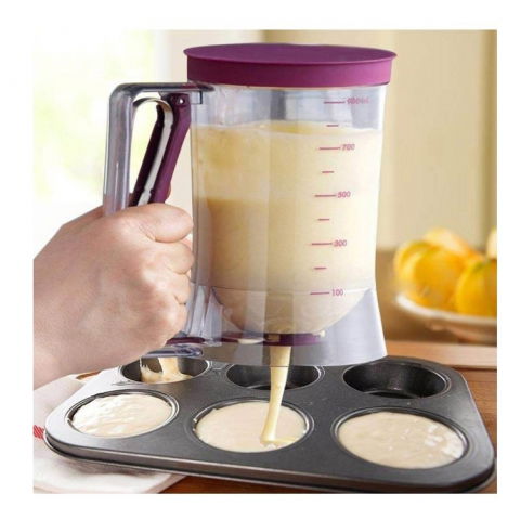 Dispenser de aluat pentru prajituri  batter dispenser, din plastic, maner cu arc, 900 ml, usor de manipulat si utilizat, mov [5]