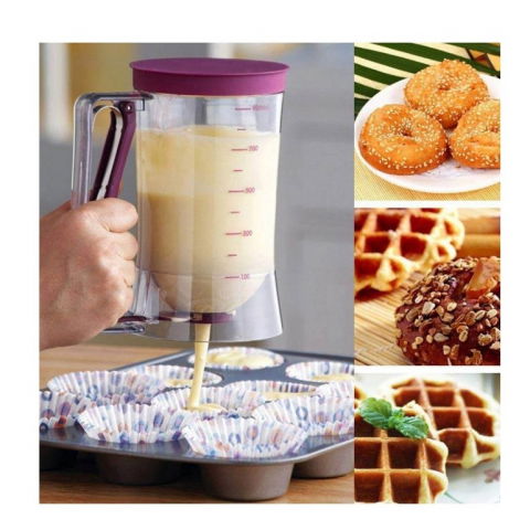 Dispenser de aluat pentru prajituri  batter dispenser, din plastic, maner cu arc, 900 ml, usor de manipulat si utilizat, mov [4]