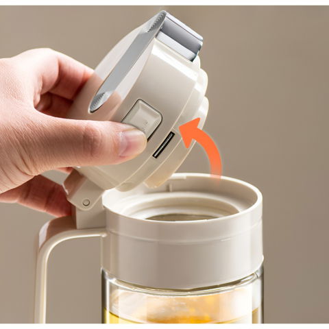 Dispenser pentru ulei, deschidere si inchidere automata a rezervorul, cu inductie gravitationala, 550 ml, 12x7.6x20.5 cm, alb [6]