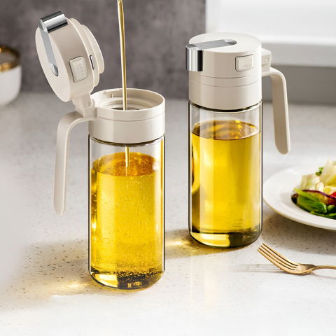 Dispenser pentru ulei, deschidere si inchidere automata a rezervorul, cu inductie gravitationala, 550 ml, 12x7.6x20.5 cm, alb [10]