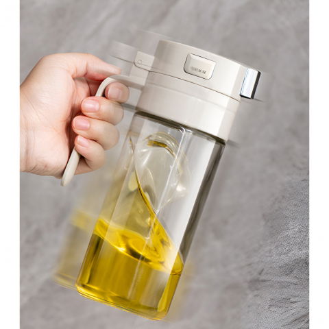 Dispenser pentru ulei, deschidere si inchidere automata a rezervorul, cu inductie gravitationala, 550 ml, 12x7.6x20.5 cm, alb [14]