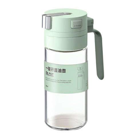 Recipiente pentru condimente si uleiuri - Dispenser pentru ulei, deschidere si inchidere automata a rezervorul, cu inductie gravitationala, 550 ml, 12x7.6x20.5 cm, verde