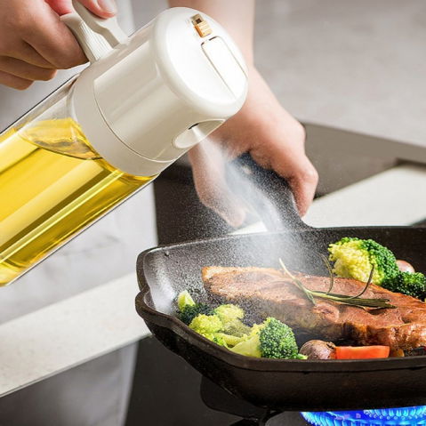 Dispenser pentru ulei, prin curgere si pulverizare, deschidere si inchidere automata a rezervorul, 550ml, 11.4x7.8x22.8cm, gri [3]