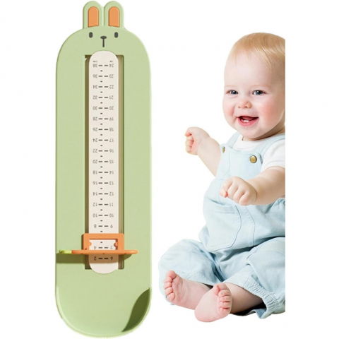 Dispozitiv de masurat talpa piciorului pentru bebelusi, 6-24, model iepuras, verde [3]