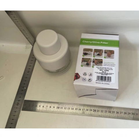 Dispozitiv de scos samburi, manual, cu 7 gauri, pentru cirese, 13 x 9.2 cm, din abs, alb [1]