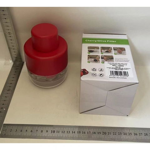 Dispozitiv de scos samburi, manual, cu 7 gauri, pentru cirese, 13 x 9.2 cm, din abs, rosu [1]