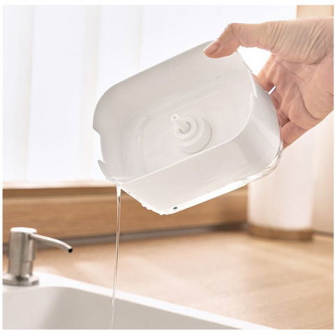 Dozator  dispenser 2 in 1 pentru detergent lichid de vase sau pentru obiecte sanitare cu suport pentru burete de bucatarie , 8.6 x 14.5 x 10 cm, capacitate 300 ml, alb [2]