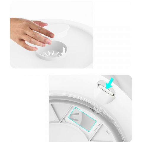 Dozator etajat de cereale  rotativ 360, 6 compartimente, capacitate 10l, cofrag special pentru oua, vas pentru scurgerea cerealelor, 35x27.5 cm, alb [8]