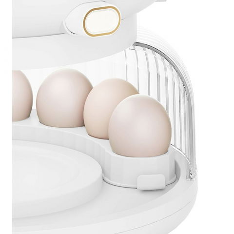 Dozator etajat de cereale  rotativ 360, 6 compartimente, capacitate 10l, cofrag special pentru oua, vas pentru scurgerea cerealelor, 35x27.5 cm, alb [7]