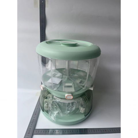 Dozator etajat de cereale  rotativ 360, 6 compartimente, capacitate 10l, cofraj special pentru oua, vas pentru scurgerea cerealelor, 35x27.5 cm, verde [12]