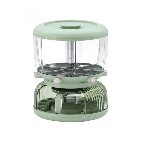 Dozator etajat de cereale  rotativ 360, 6 compartimente, capacitate 10l, cofraj special pentru oua, vas pentru scurgerea cerealelor, 35x27.5 cm, verde