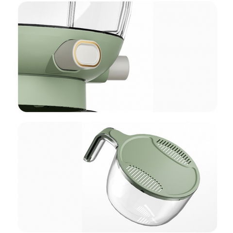 Dozator etajat de cereale  rotativ 360, 6 compartimente, capacitate 10l, cofraj special pentru oua, vas pentru scurgerea cerealelor, 35x27.5 cm, verde [11]