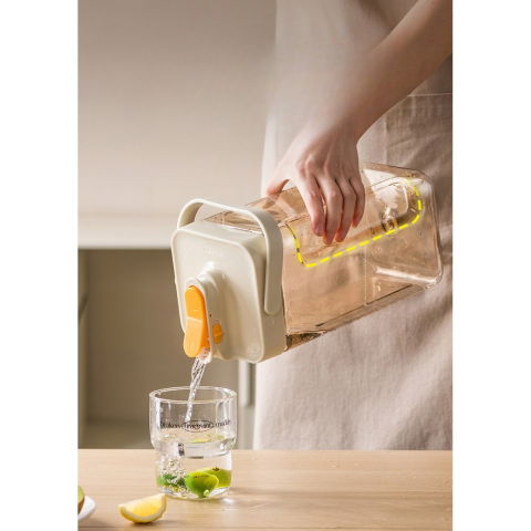 Dozator portabil pentru bauturi  3.5 litri, capac etans, duza deschidere/inchidere, recipent din plastic, gradat, filtru, maner, 29.7 x 14.1 x 14.4 cm, pentru diverse bauturi, alb [3]