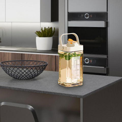 Dozator portabil pentru bauturi  3.5 litri, capac etans, duza deschidere/inchidere, recipent din plastic, gradat, filtru, maner, 29.7 x 14.1 x 14.4 cm, pentru diverse bauturi, alb [9]