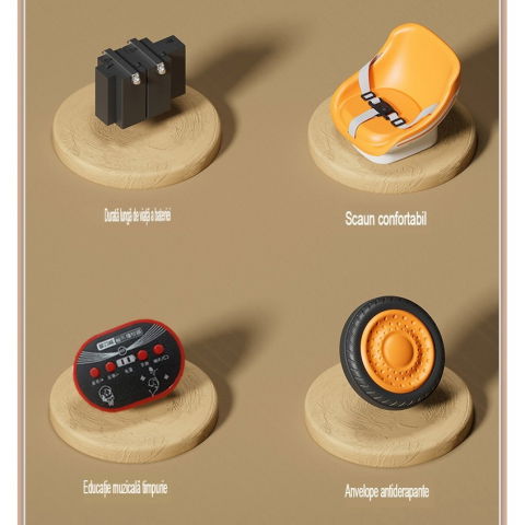 Excavator electric, pe 4 roti antiderapante, cu telecomanda, brat controlat electric, cu telecomanda, +2 ani, maro [4]