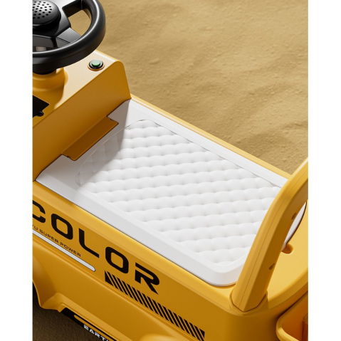 Excavator manual pentru copii, 3 ani, sport, claxon, cutie depozitare, lumini, scaun, 62x26x47 cm, galben [7]