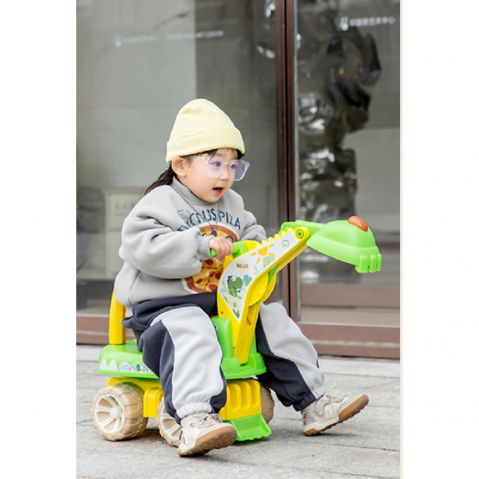 Excavator pentru copii, 1-3 ani, greutate portanta 30 kg, muzica si lumini, rotatie 360 grade, 45 x 31 x 35 cm, 4 roti, verde [5]
