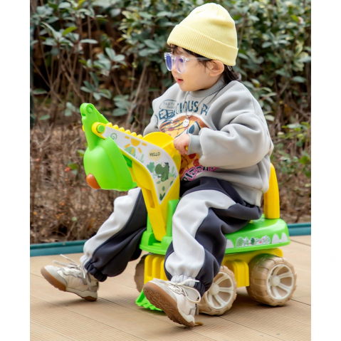 Excavator pentru copii, 1-3 ani, greutate portanta 30 kg, muzica si lumini, rotatie 360 grade, 45 x 31 x 35 cm, 4 roti, verde [3]