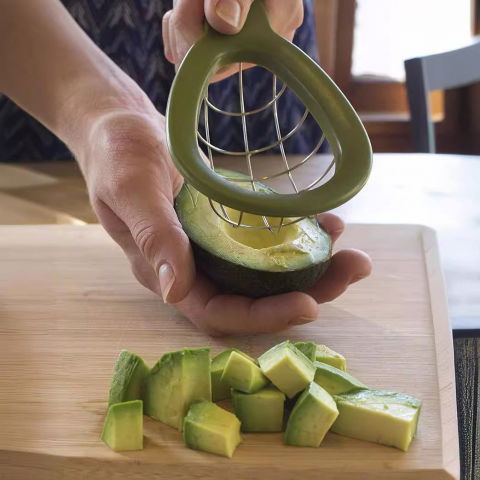 Feliator de avocado, pentru taierea in cubulete, multifunctional, pentru bucatarie, otel inoxidabil, abs, 16x8x5 cm, verde [4]