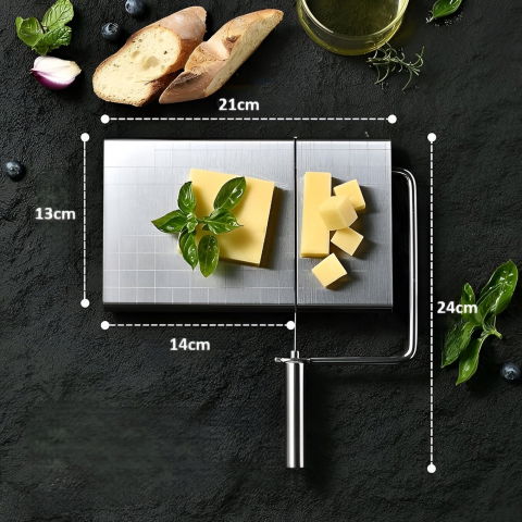 Feliator de branza, din otel inoxidabil, 5 fire de rezerva, maner ergonomic, scara de masurare, 24x21cm, argintiu [5]