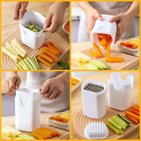 Feliator de fructe si legume, din plastic si otel, mecanic, taiere 1.2 cm grosime, 14 x 9.5 x 8 cm, alb [3]