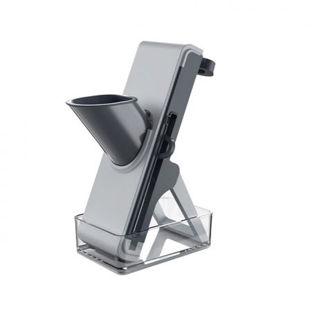 Ajutoare pentru gatit - Feliator de legume multifunctional, taieturi diferite, razatoare pentru bucatarie, taietor de cartofi, presa manuala, pliabila, extensibila, pp pet, 23.5x9.5x5.5 cm, gri