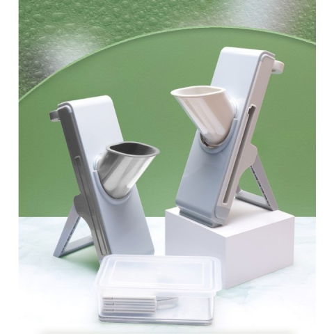 Feliator de legume multifunctional, taieturi diferite, razatoare pentru bucatarie, taietor de cartofi, presa manuala, pliabila, extensibila, pp pet, 23.5x9.5x5.5 cm, alb [2]