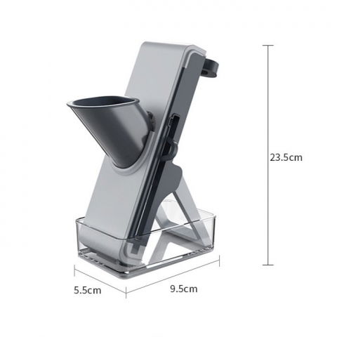 Feliator de legume multifunctional, taieturi diferite, razatoare pentru bucatarie, taietor de cartofi, presa manuala, pliabila, extensibila, pp pet, 23.5x9.5x5.5 cm, gri [6]