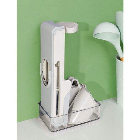 Feliator de legume multifunctional, taieturi diferite, razatoare pentru bucatarie, taietor de cartofi, presa manuala, pliabila, extensibila, pp pet, 23.5x9.5x5.5 cm, alb [11]