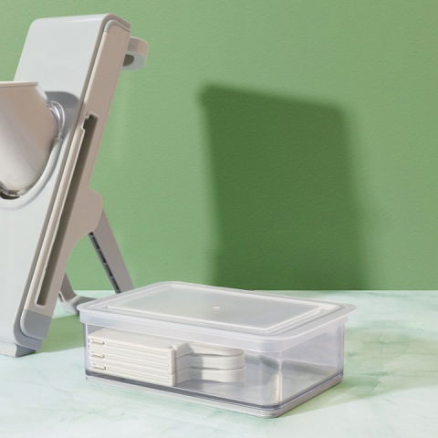 Feliator de legume multifunctional, taieturi diferite, razatoare pentru bucatarie, taietor de cartofi, presa manuala, pliabila, extensibila, pp pet, 23.5x9.5x5.5 cm, alb [8]