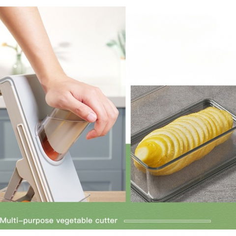 Feliator de legume multifunctional, taieturi diferite, razatoare pentru bucatarie, taietor de cartofi, presa manuala, pliabila, extensibila, pp pet, 23.5x9.5x5.5 cm, alb [4]