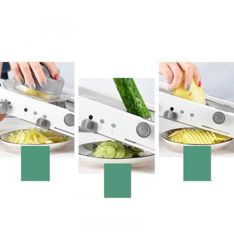 Feliator manual multifunctional, usor de folosit, pentru legume, fructe, razatoare, otel inoxidabil, accesoriu bucatarie, 39 x 11.5 x 12.5 cm alb [4]