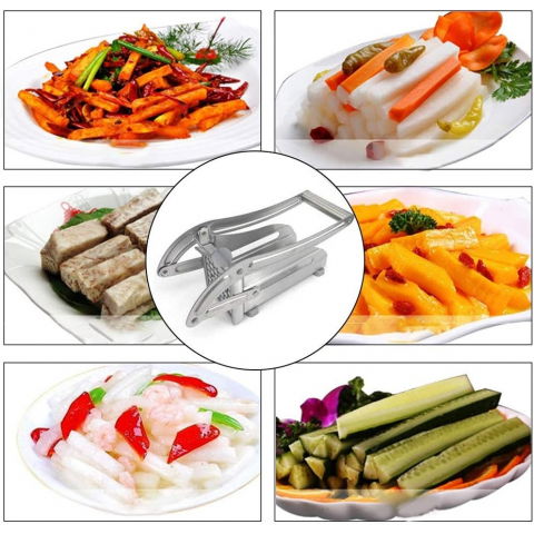 Feliator manual  pentru cartofi pai si legume, din inox, cu 2 dimensiuni de feliere, 25.5 x 11.7 cm, argintiu [6]