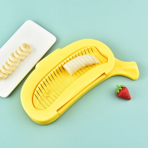 Feliator multifunctional pentru alimente, model banana, pentru legume si fructe, accesoriu pentru bucatarie, 28.8x18.3 cm, galben [5]